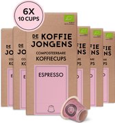 De Koffiejongens - Espresso - geschikt voor Nespresso - 100% biologische koffie - 60 composteerbare koffiecups