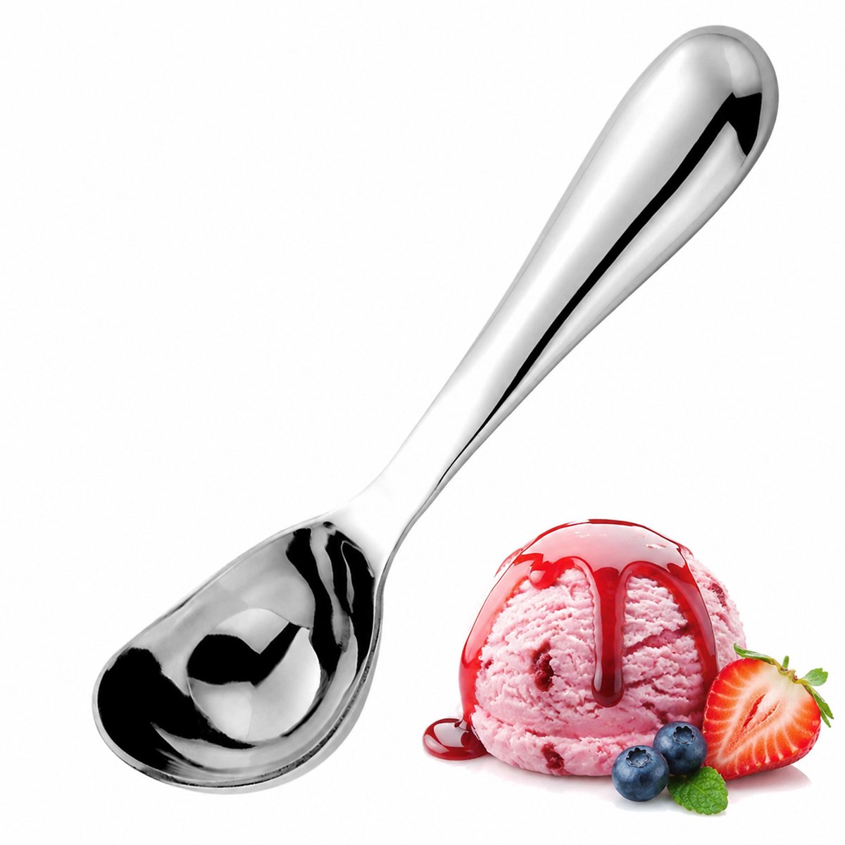 RVS IJslepel - Professionele ijsschep - premium ijsschep van roestvrij staal - Ergonomische IJsschep - 17 cm - Zilver