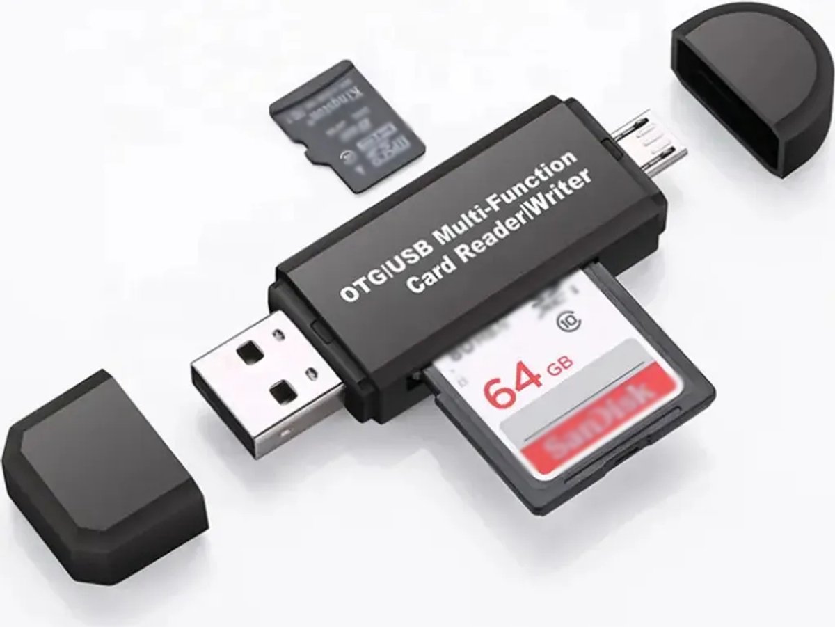 Kaartlezer, geheugenkaartlezer, Micro SD-kaartlezer, Micro USB 2.0 OTG-adapter