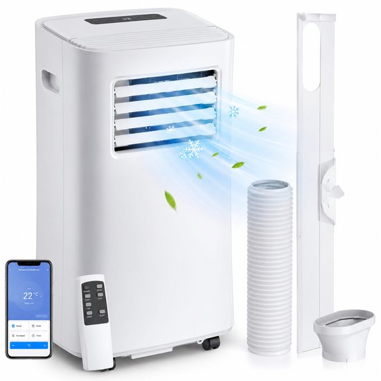 Mobiele airco 12000 BTU ITRONIQ 4-in-1 koelen verwarmen ontvochtigen ventileren met wifi bediening wit