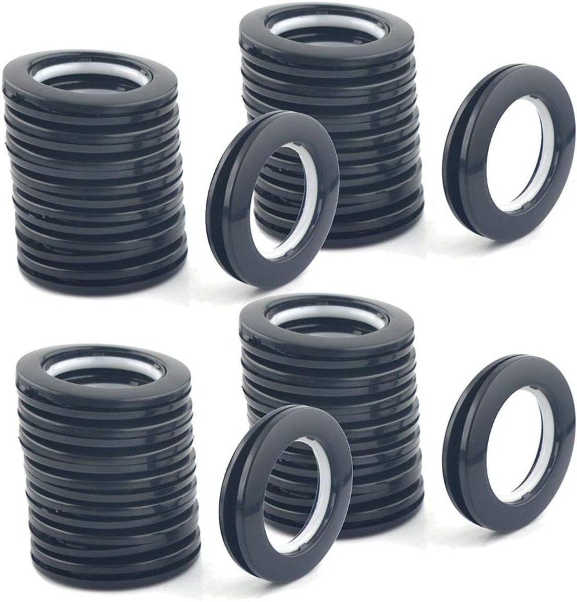 Verpakking van 32 gordijnringen, binnendiaGeschikt voorer 40 mm (zwart)