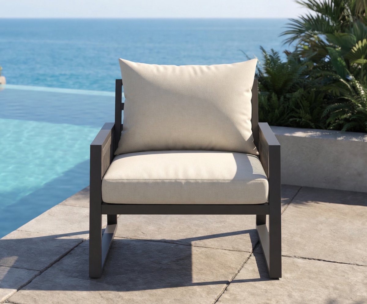 Moderne 2-Persoons Rope Loungeset Tuin – Aluminium Weerbestendige Balkonset met Dikke Kussens en Afneembare Hoezen – Industrohome