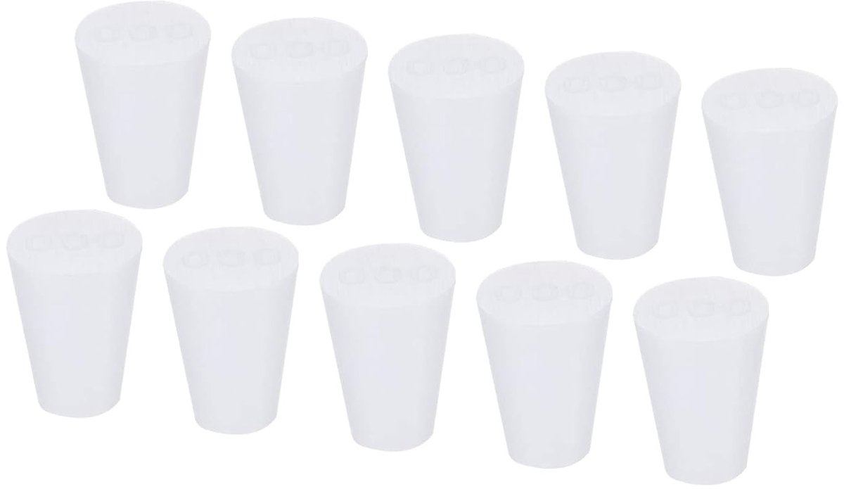 Set van 10 Siliconen Rubber Caps, Hoge Temperatuurweerstand, Taper Caps voor Gaatjesbescherming, Ideaal voor Laboratorium en Industrie (Wit, 8mm tot 13mm)