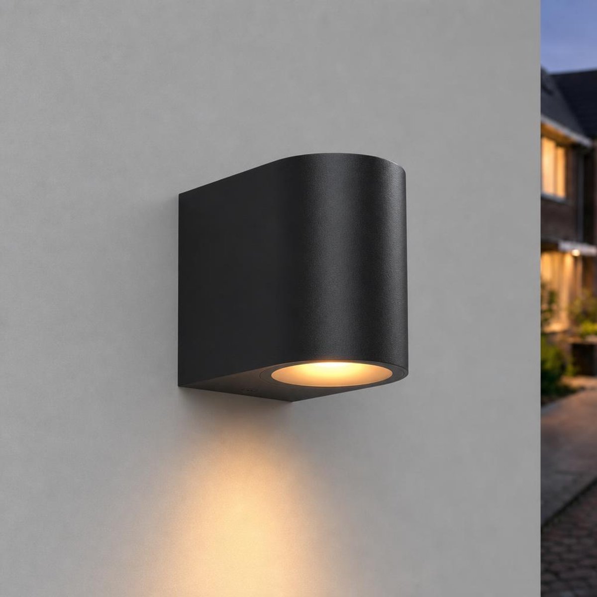 Luminize buitenlamp cilinder - moderne wandlamp buiten - GU10 fitting- aluminium - 9,8x6,7x8cm - zwart