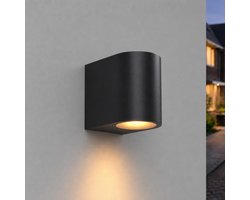 Luminize buitenlamp cilinder - moderne wandlamp buiten - GU10 fitting- aluminium - 9,8 × 6,7 × 8cm - zwart