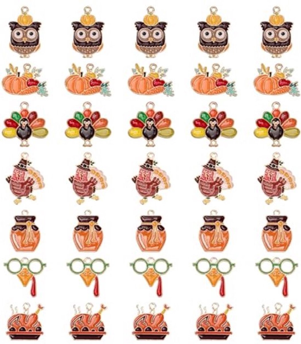 35-delige Thanksgiving Charms voor Sieraden - Diverse Stijlen, Hoge Kwaliteit