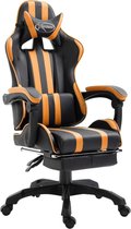 Gamestoel Oranje met Voetenbank - Gaming Stoel - Gaming Chair - Bureaustoel racing - Racestoel - Bureau stoel gamen