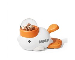 Interactieve snackdispenser voor huisdieren - Voedselpuzzel Slow Feeder - 2-in-1 duurzaam schattig eendenvormig ontwerp - Intelligentiespeelgoed voor honden in de vorm van een eend - Slow Feeder voor huisdieren wit