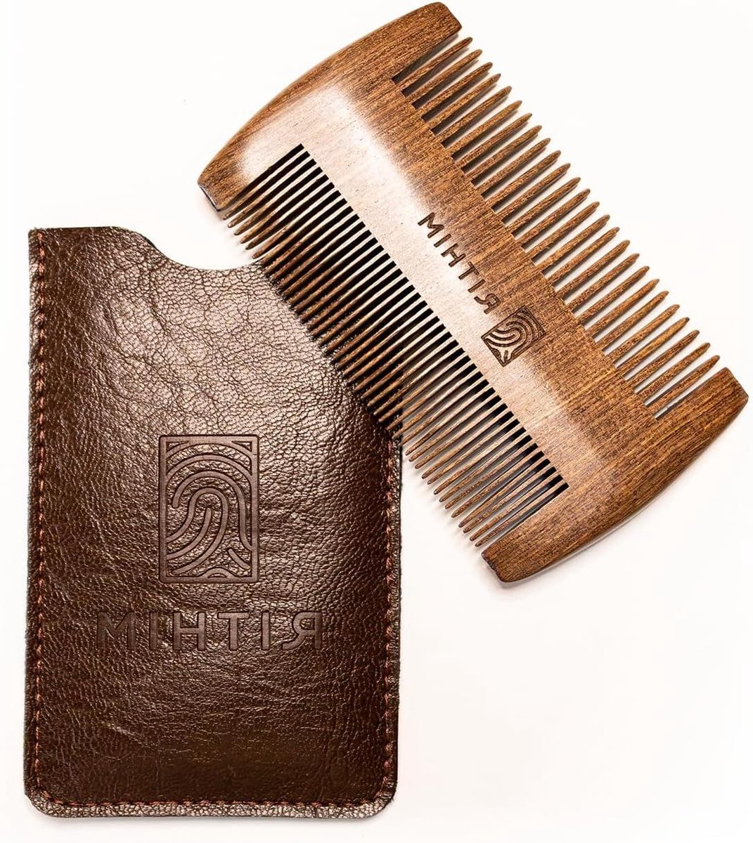 Baardkam Hout - Baard Borstel - Baard Stylen - Dubbelzijdig - 9.9 x 5.6 x 0.8 cm - Natuurlijk