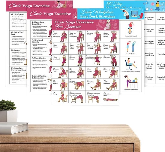 Stoeloefeningen Poster - Yoga Kaart Senioren - Thuis Trainen - Gestructureerd Progressiesysteem - 27.8 x 22.2 cm - Niet gespecificeerd — afbeelding 5