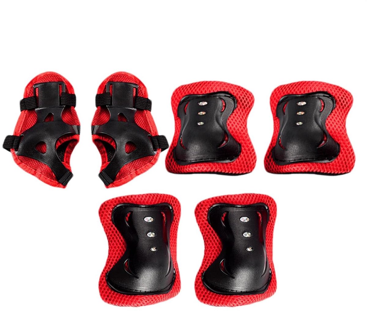 Kinderbescherming Set - Valbescherming Set - Actieve Sporten - Ademend Mesh - 3-12 Jaar - Rood
