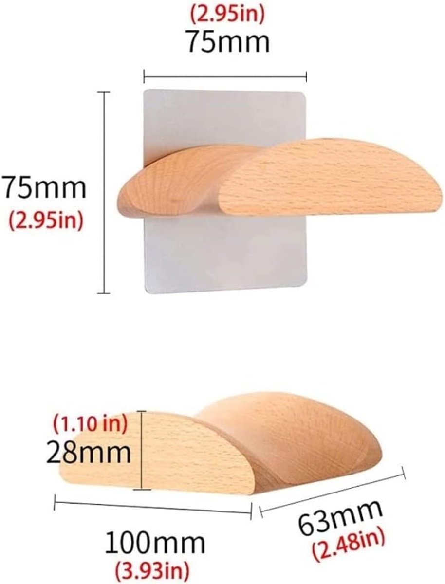 Hoofdtelefoon Houder - Oordopjes Rek - Bureau Organisatie - Massief Beukenhout - 10 cm Lengte - Natuurlijk Hout — cadeau in Gadgets - foto 4