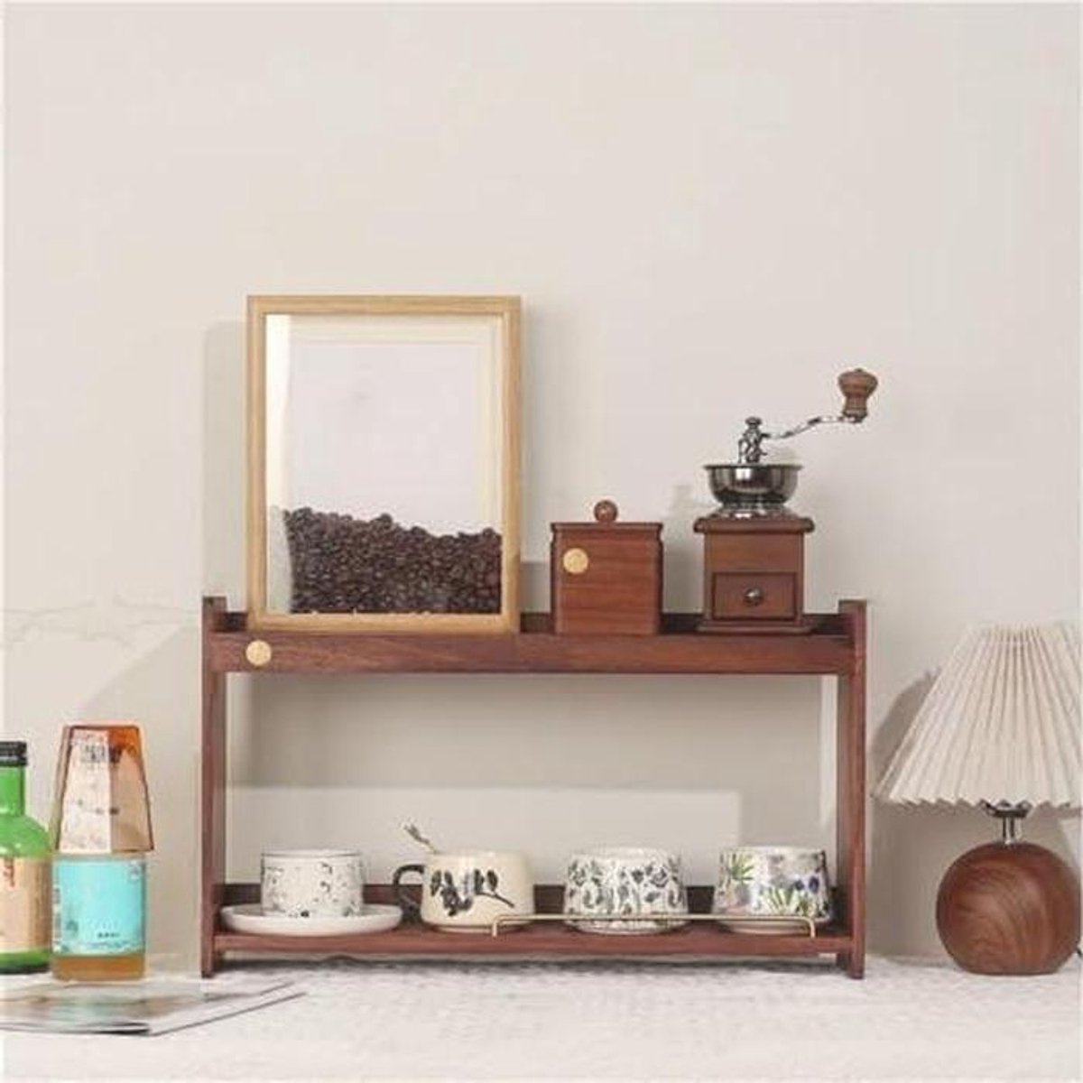 Bekerhouder Organizer - Mokken Display Rek - Keuken Ordenen - 4-Laags Houten - 2 Tier - Bruin