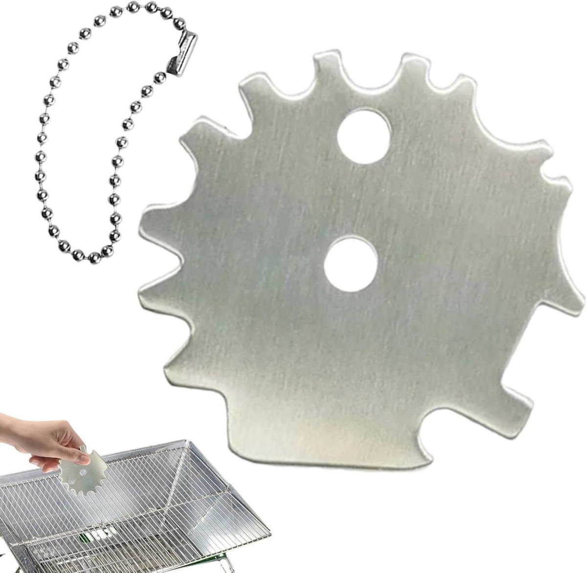 BBQ Schraper - Grill Reiniger - Grill Schoonmaken - Haarloos Ontwerp - 6.5 x 6 cm - Metaal