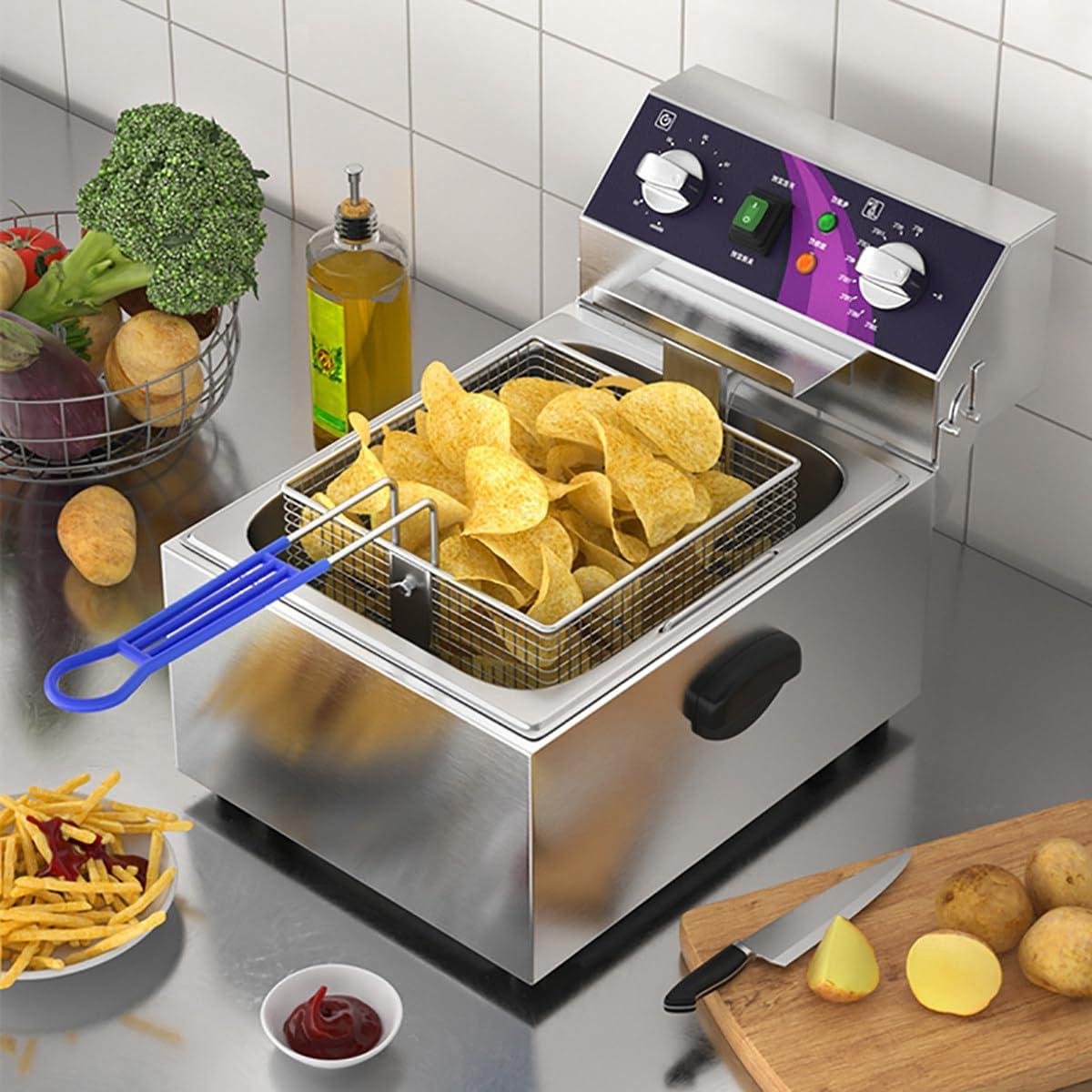 Elektrische Friteuse - Frituurpan Commercieel - Thuis Restaurant - Grote Capaciteit - 10L - Zilver