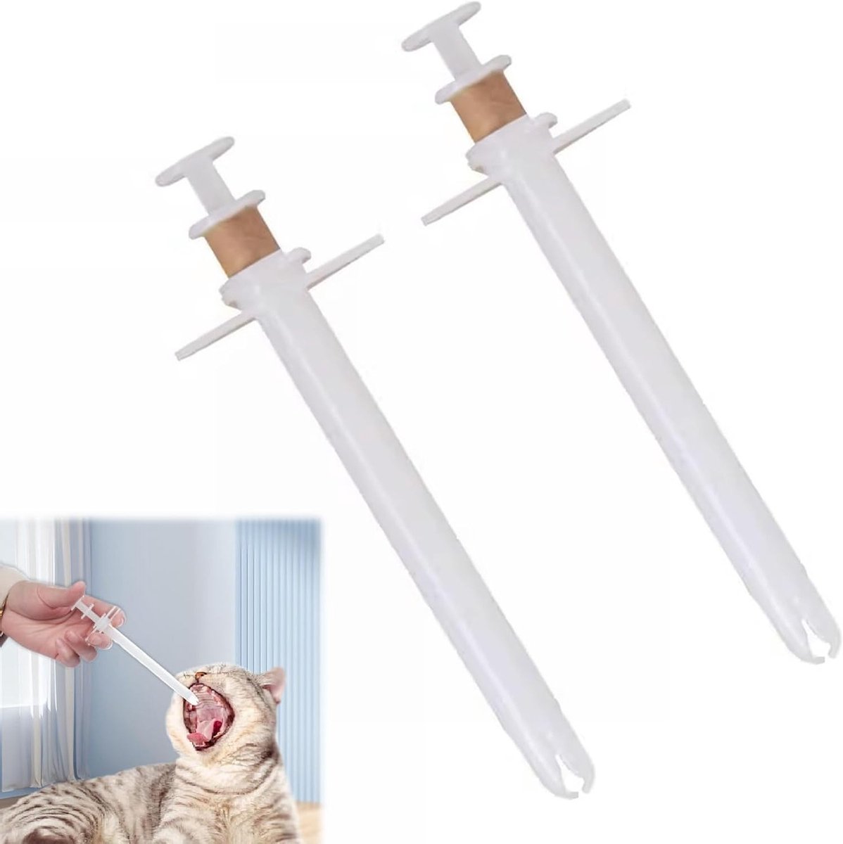 Pillendoos voor Huisdieren, Tablet Dispenser voor Katten en Honden, Herbruikbare Medicijninjector, 2 Stuks, Dierenarts Goedgekeurd