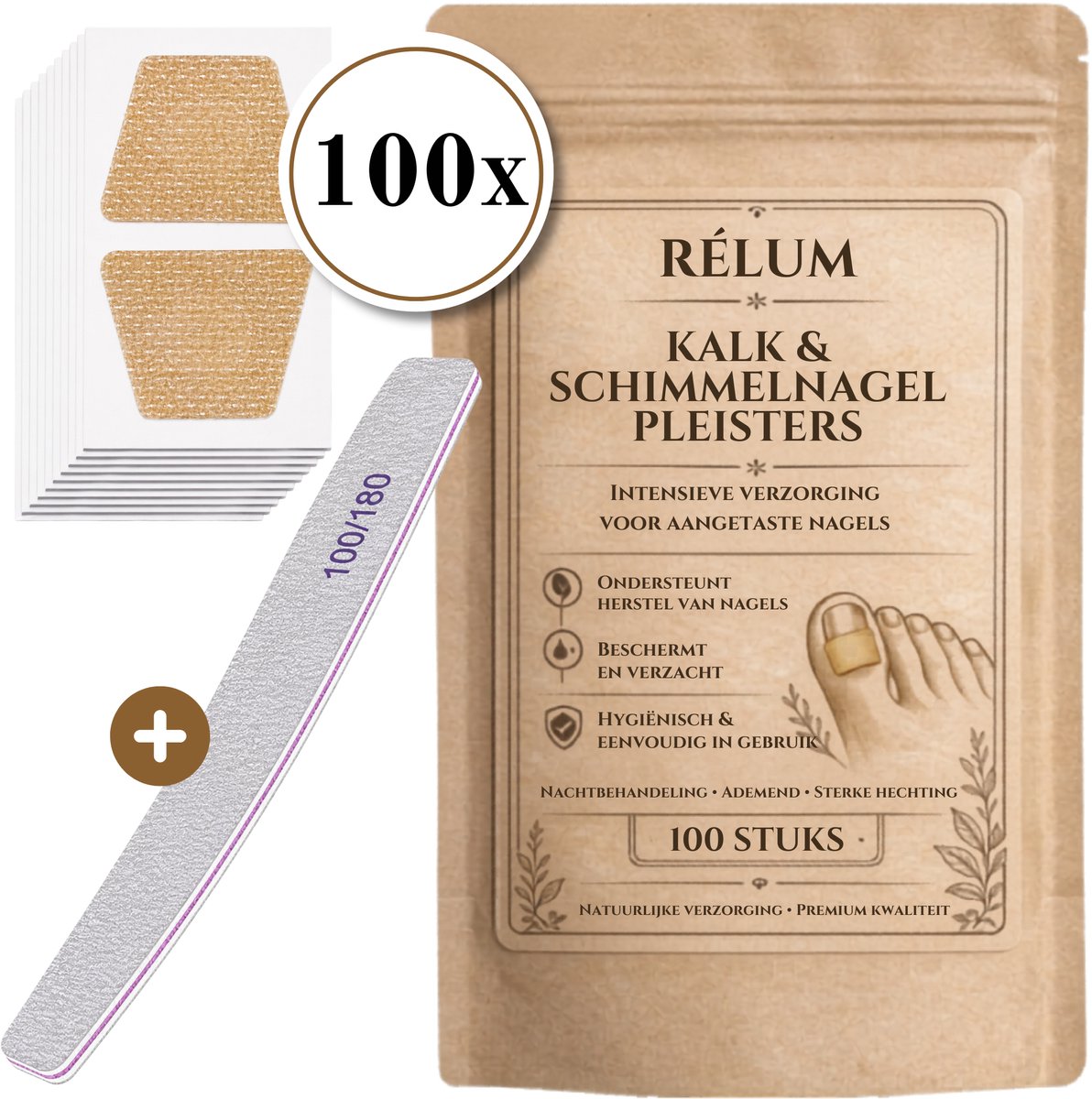 Rélum Kalknagel Pleister 50 stuks - Kalknagelbehandeling - Schimmelnagel Behandeling - Voetschimmel - Creme