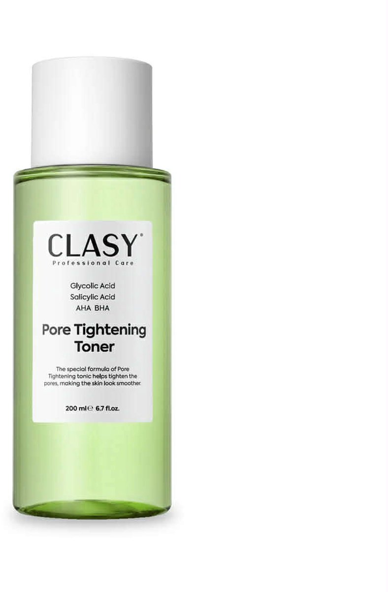 Clasy Care Professionele Tonic Pore Tightening AHA+BHA - Glycolic Acid & Salicylic Acid – Zuiverende Gezichtstoner tegen Onzuiverheden – 200 ml