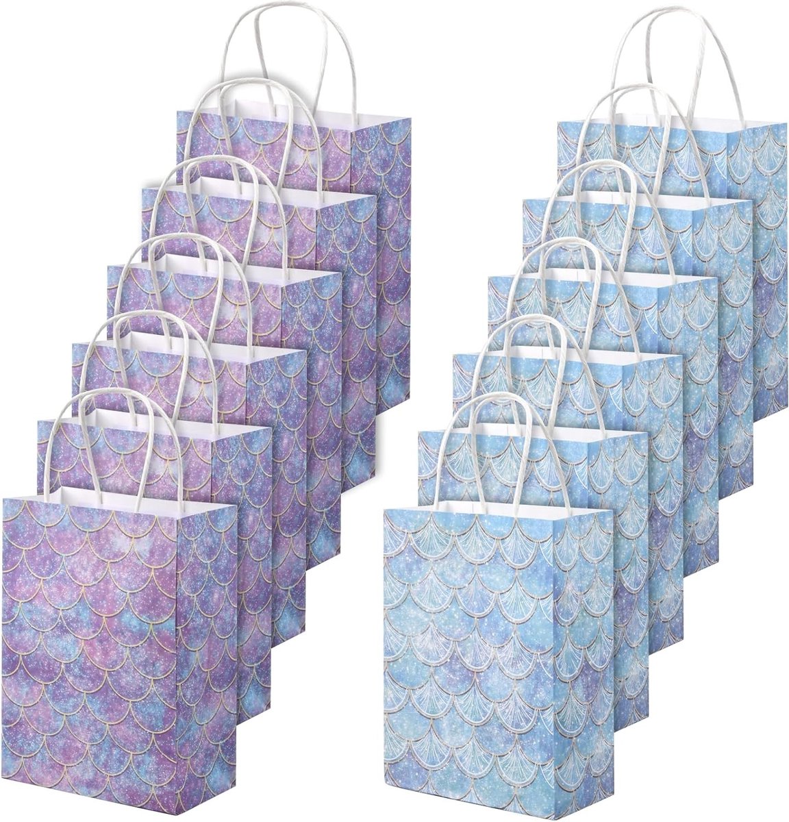 Kraftpapier Cadeauzakjes - Zeemeerminontwerp - 21.5 x 16 x 8 cm