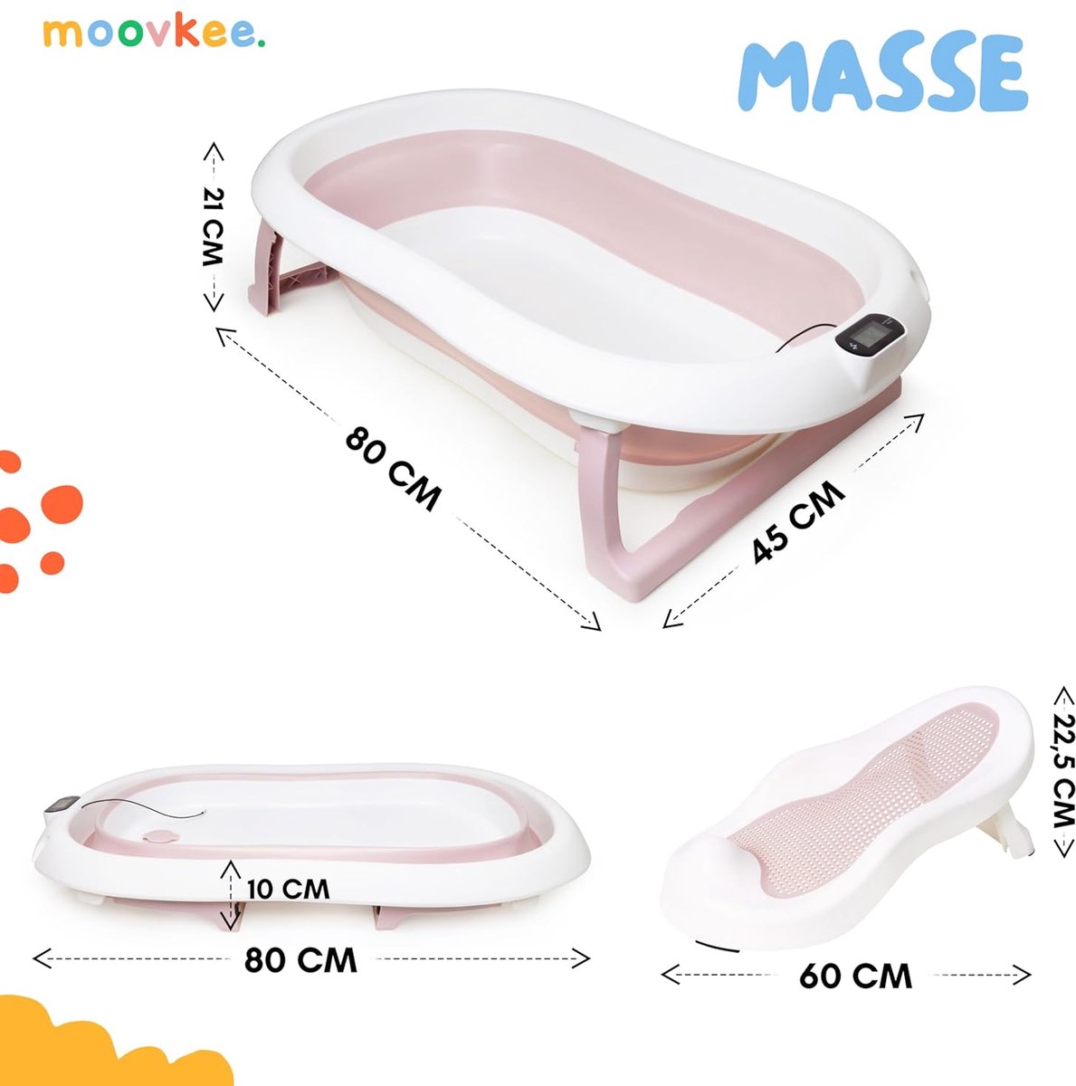 moovkee. Opvouwbaar Babybad 80 cm Roze thumbnail 5