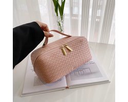 Toilettas, Make Up Tasje, Make Up Koffer, Beautycase, Make Up Organizer, Make Up Tas, Reis Toilettas, Reistas, Toilettas Dames, Make Up Organizer, Make Up Etui, Beautycase Koffer, Cosmetica Tas, Moederdag, Valentijnsdag, GEBREID PATROON, ROZE