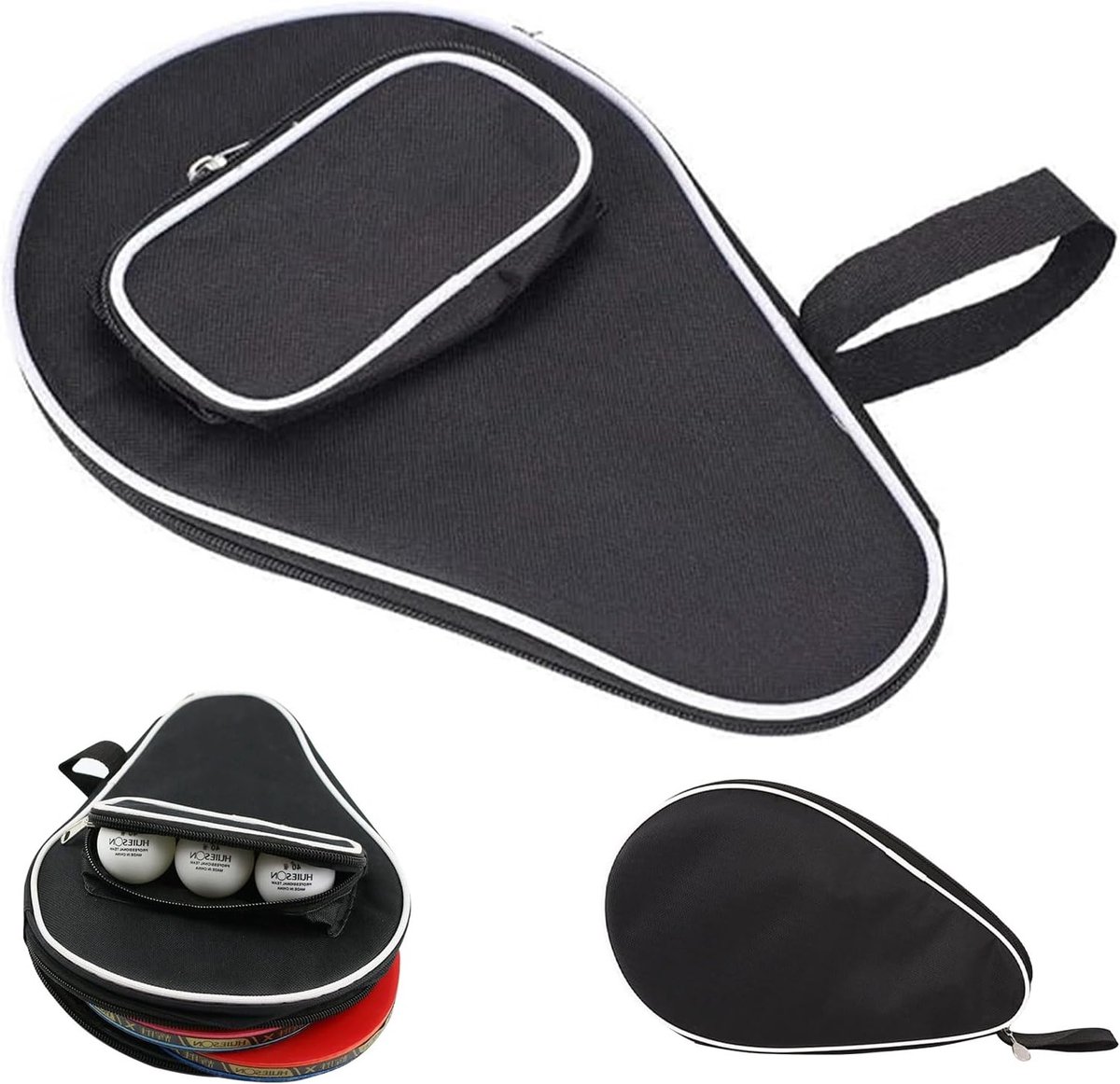 Butyeak table tennis bag,table tennis racket cover,table tennis racket bag,double bag table tennis accessories for 2 rackets and 3 balls,black,29 x 21 x 2.8cm