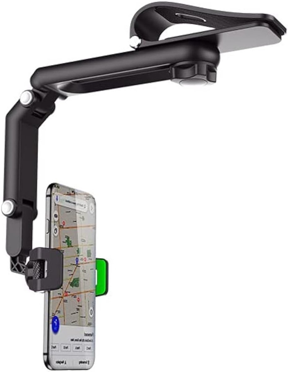 Auto telefoonhouder voor zonneklep met 360° draaibare achteruitkijkspiegel clip - Accessoires voor voertuigen, smartphone bevestiging, handsfree gebruik