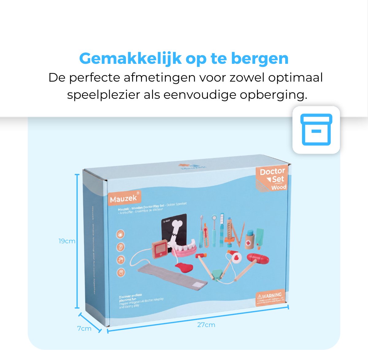 Mauzek® Dokterset Speelgoed - Montessori Speelgoed - Inc Dokterstas - Dokter Speelgoed - Dokterskoffer - Doktersset - Houten Speelgoed - Educatief Speelgoed - Peuter Speelgoed - Jongens - Meisjes - 3 jaar - 4 jaar - 5 jaar - 6 jaar — afbeelding 2