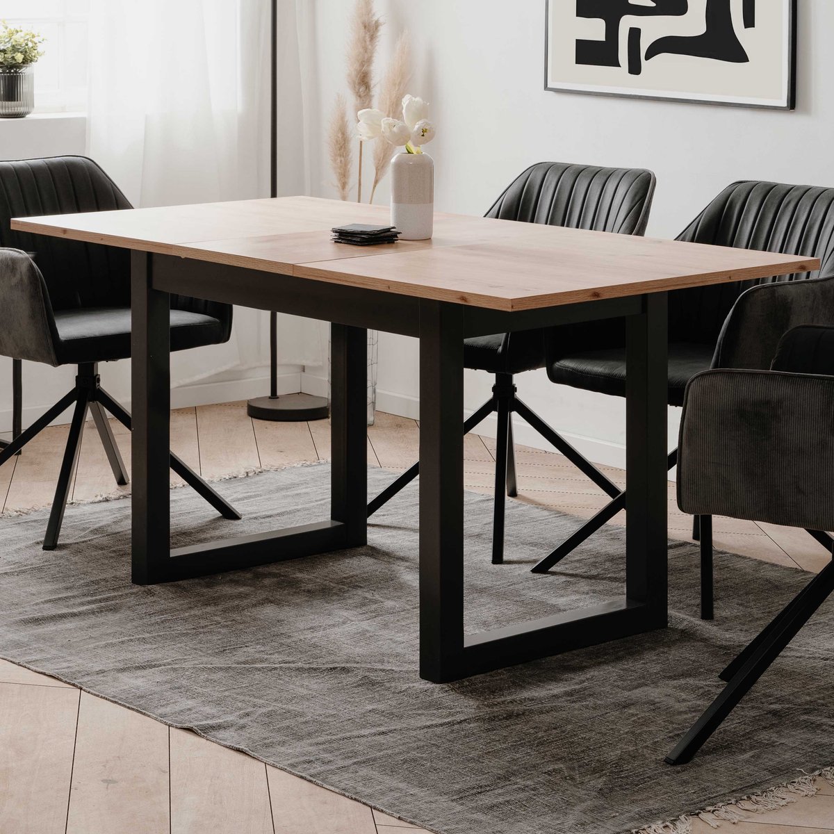 Verlengbare Eettafel Damon 120/160x90 - Eik/antraciet