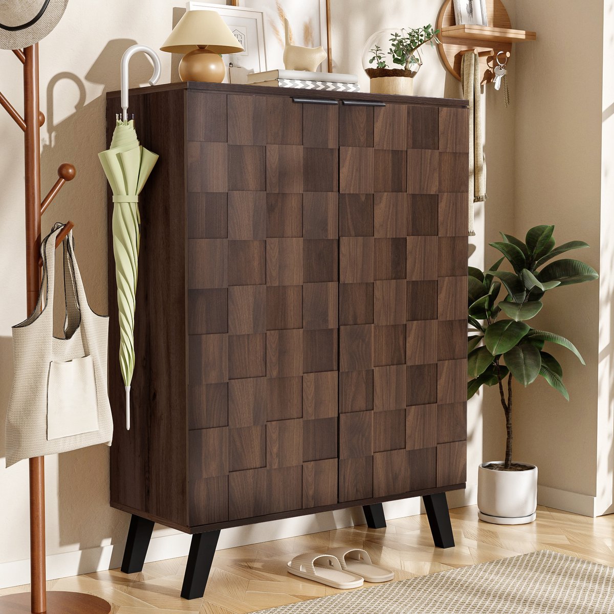 MODENUIT Schoenenkast - 5 Vakken Met Verstelbare Planken - Voor Hal En Slaapkamer - Spaanplaat - 80x35,5x110 Cm