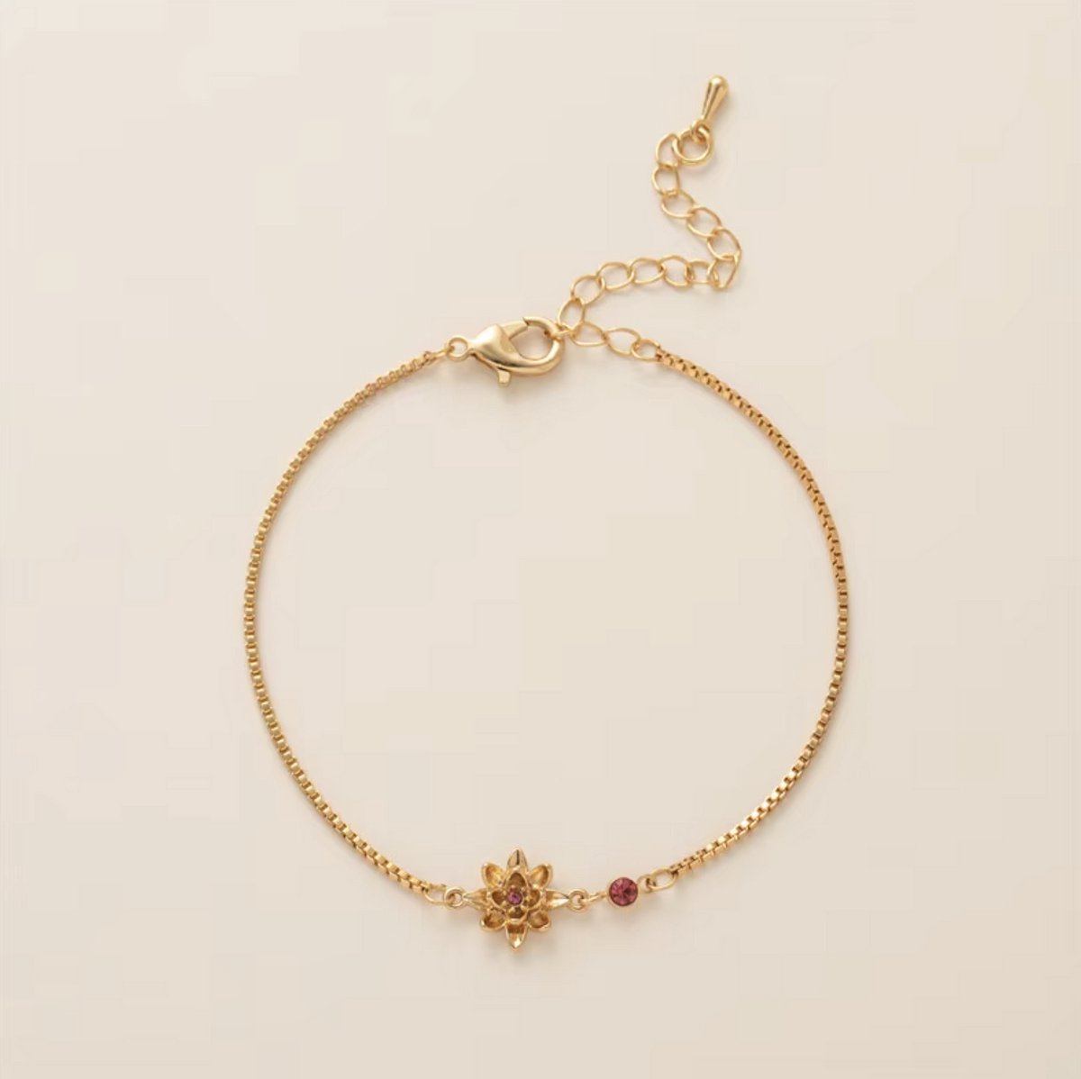 Maevi® Armband - Geboortebloem & Geboortesteen - Maand: Juli - Kleur: Goud - Hoge Kwaliteit - Luxe Armband - Kraamcadeau / Geboorte Cadeau / Verjaardag Cadeau - RVS / Roestvrijstaal - Verkleurt Niet - Armband / Bracelet - Inclusief Kado Verpakking