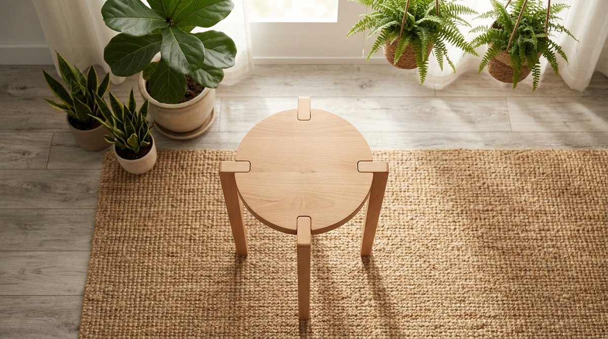 Houten Gymnastiekkruk Ø35 cm – Multifunctionele Beukenhouten Kruk 45 cm Zithoogte – Stevige Design Kruk tot 150 kg – Antislip Vilt Vloerbescherming – Stapelbare Kruk voor Keuken, Woonkamer, Badkamer & Fitness – Meuble Paris