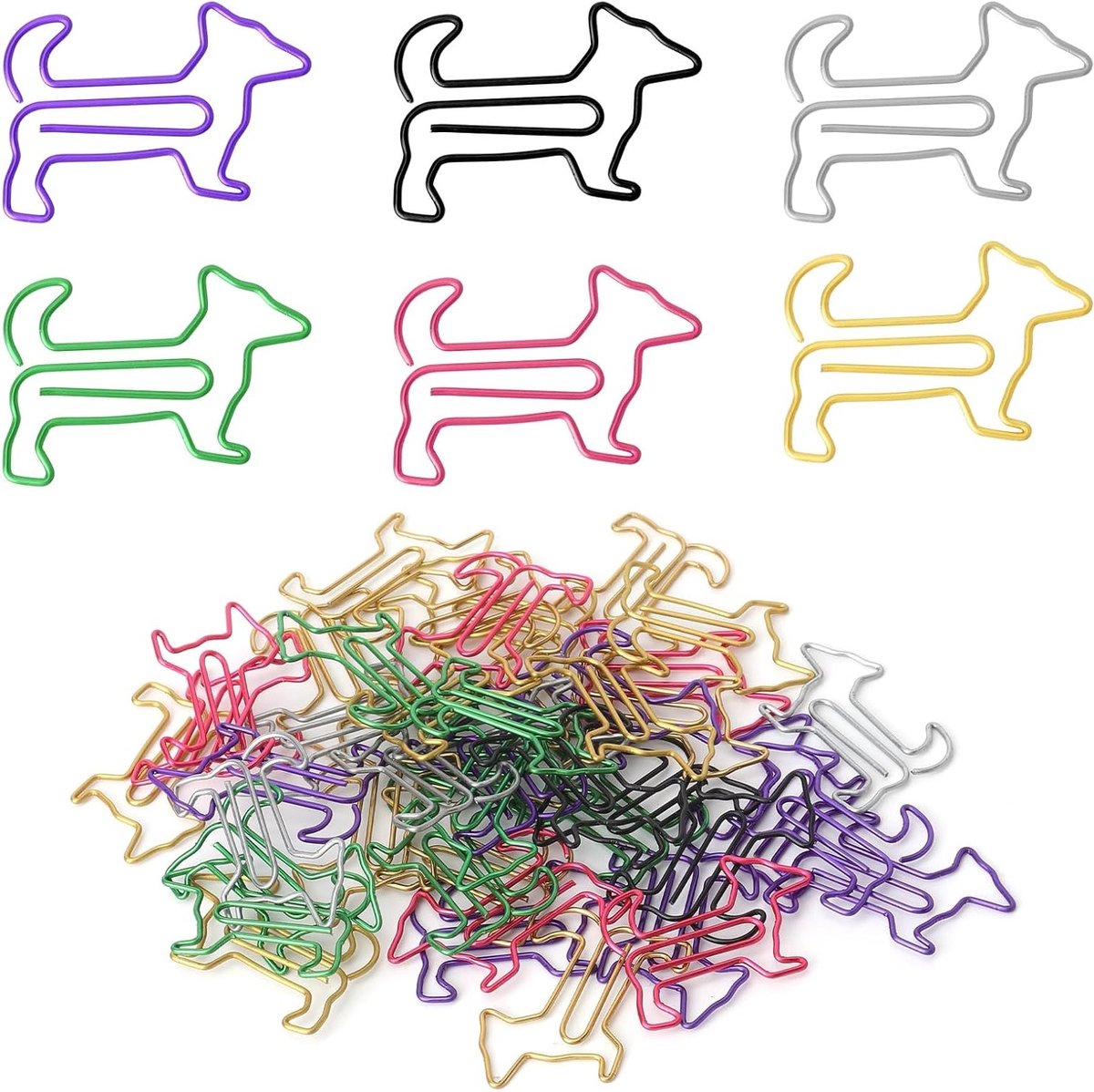 Kattenpaperclips in kleurrijk dierdesign - 50 schattige paperclips voor kantoor, school en cadeau