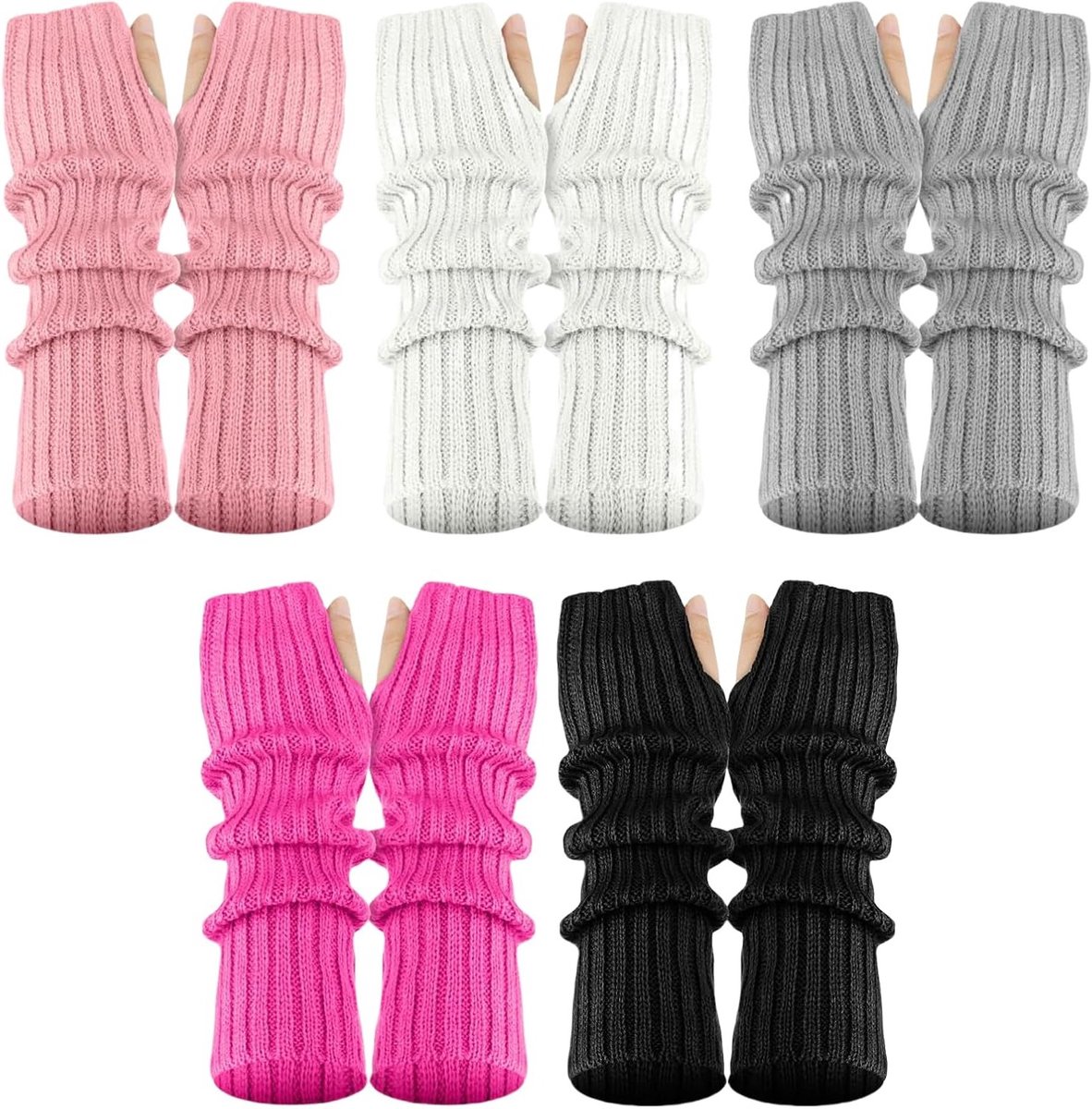 Vijf paar schattige kawaii armwarmers voor vrouwen en meisjes in Y2K Harajuku stijl, perfect voor kostuums en school, beschikbaar in vijf kleuren