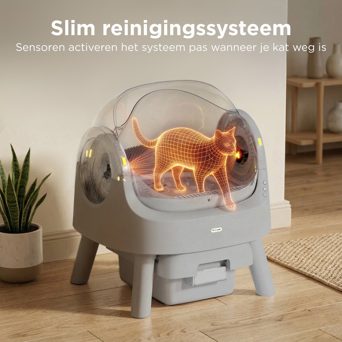 TrevoPet Automatische Kattenbak - Zelfreinigend & Veilig - Grijs thumbnail 3