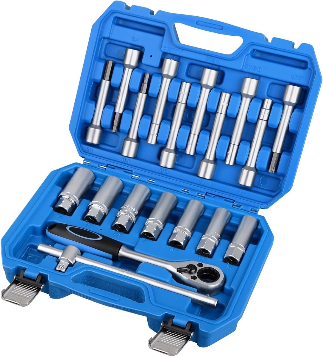 19-delige schokdemper en moersleutelset, speciaal voor dempervervanging en onderhoud, 1/2 inch aandrijving