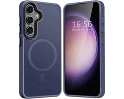 Hoesje Geschikt voor Samsung Galaxy S24 - Compatibel met MagSafe / Qi2 - Matte Beschermhoes - Back Cover met Magneet - Blauw