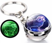 Porte-clés Signe du Zodiaque Bélier – Glow in the Dark – Boule de Cristal – Zodiac Keychain – Cadeau pour Bélier – 8 cm