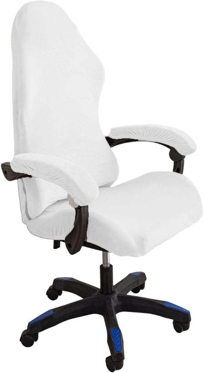 Verstelbare en Wasbare Gaming Stoelhoezen met Armleuningen - Antislip en Goede Elastische Pasvorm voor Computerstoelen en Gaming Stoelen (Wit)