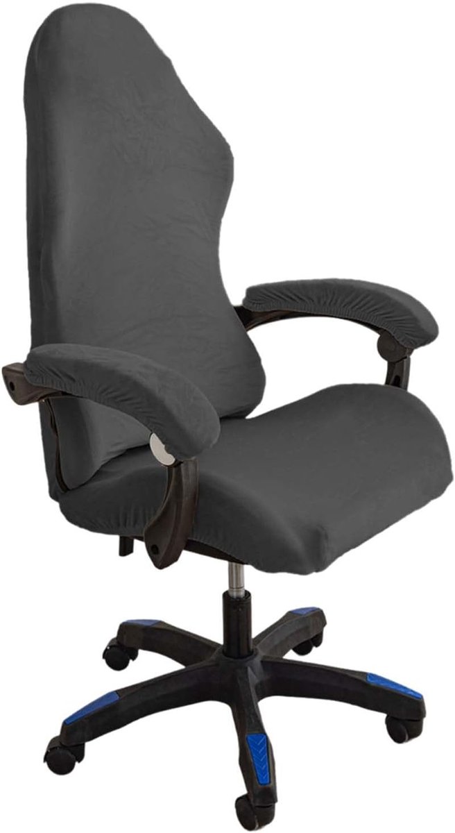 Verwijderbare en Wasbare Gaming Stoel Covers - 4 Stuks, Dikke Elastische Bescherming voor Computerstoelen, Donkergrijs