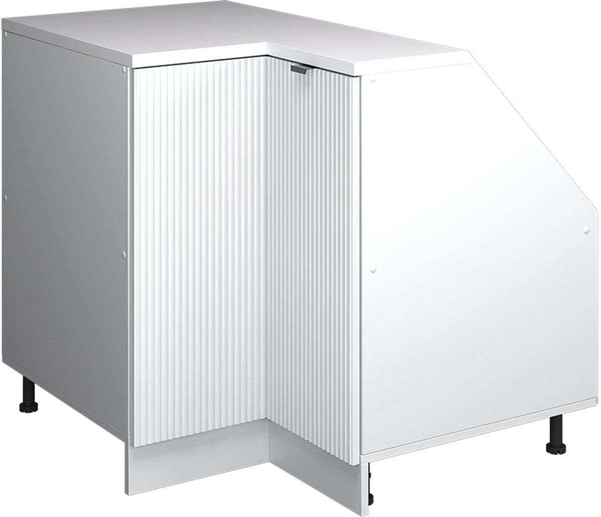 Vicco R-Line Hoekkeukenkast voor schuine wand – 75.6 cm met 1 deur, kastromp 60 cm diepte Witte golf Witte golf/Wit