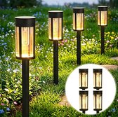 Solar priklamp - wolfraam lamp - Set van 4 stuks (7*54CM)-Padverlichting- Grondspot-buitenlampen - Priklamp op zonne-Solar Grondspots -Tuinverlichting op zonne-Zwart