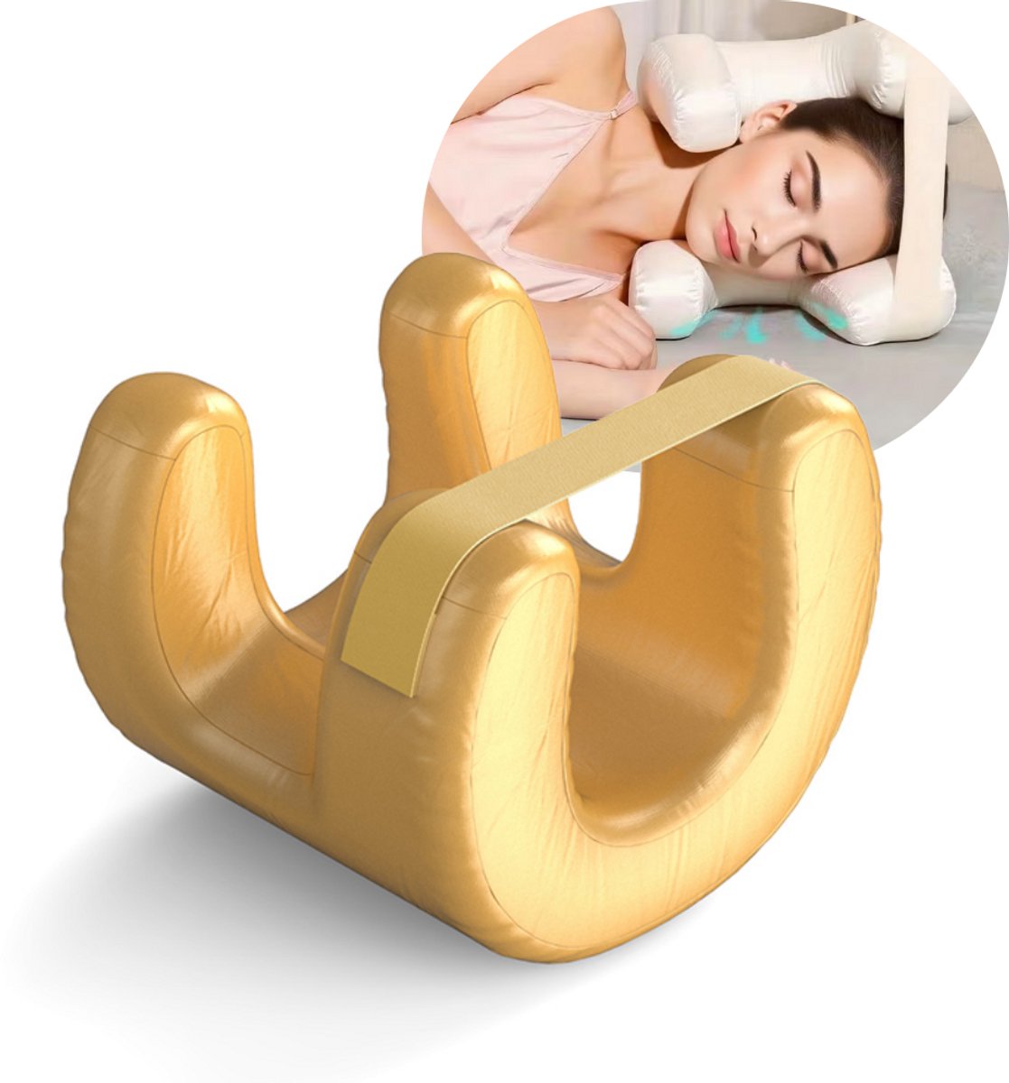Mainius Anti-Rimpel Kussen – Beauty Slaap Kussen – Zijde Zachte Hoes - Gezichtskussen tegen Rimpels & Acne – Zijslaper & Rugslaper – Wasbaar – Silk Touch – Beauty Pillow - Ergonomisch Schoonheidskussen - Goud Kussen
