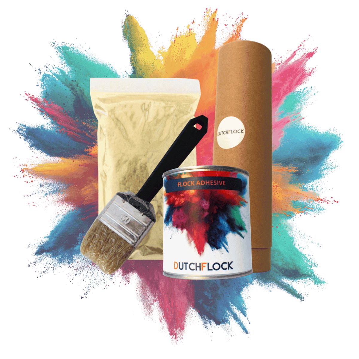Flocking Kit Taupe Medium | 200gr. flocking poeder - 250ml flock lijm - applicator - kwast