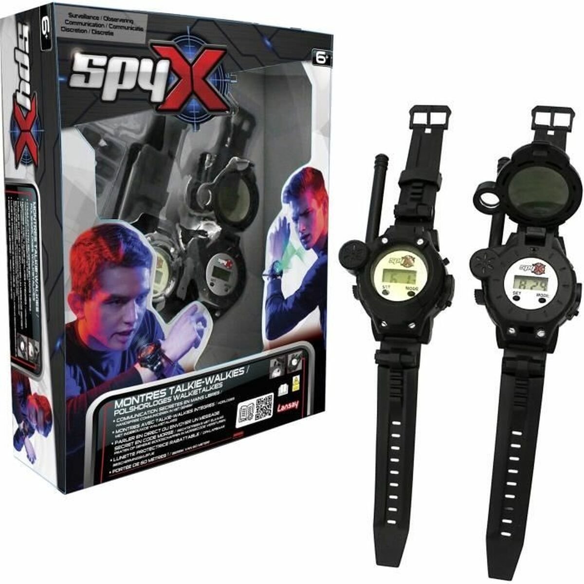 OttoSimon walkietalkiehorloges spion speelgoed zwart 60 meter bereik.