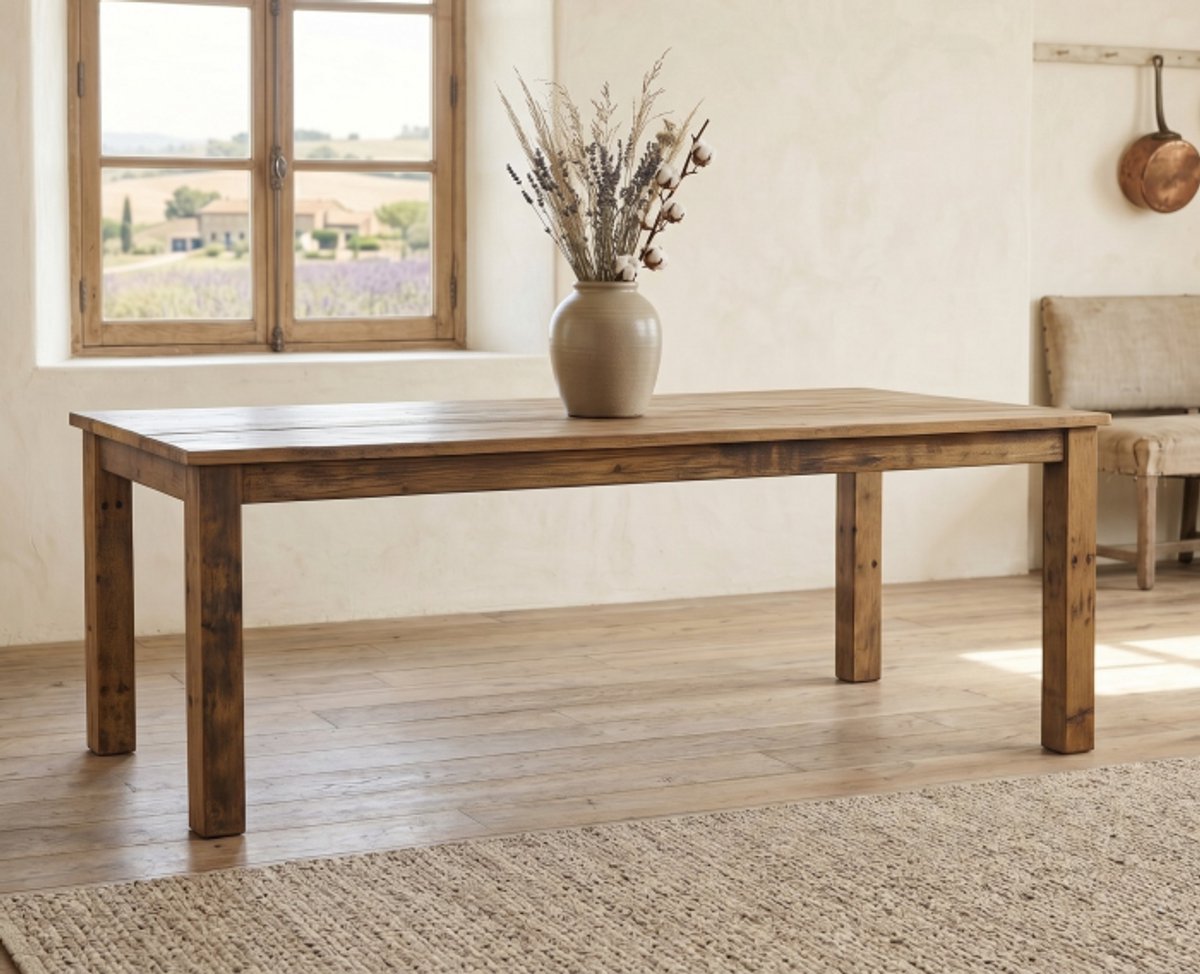 Eettafel Brent Rechthoek gerecycled hout 200x100x76 cm - Naturel