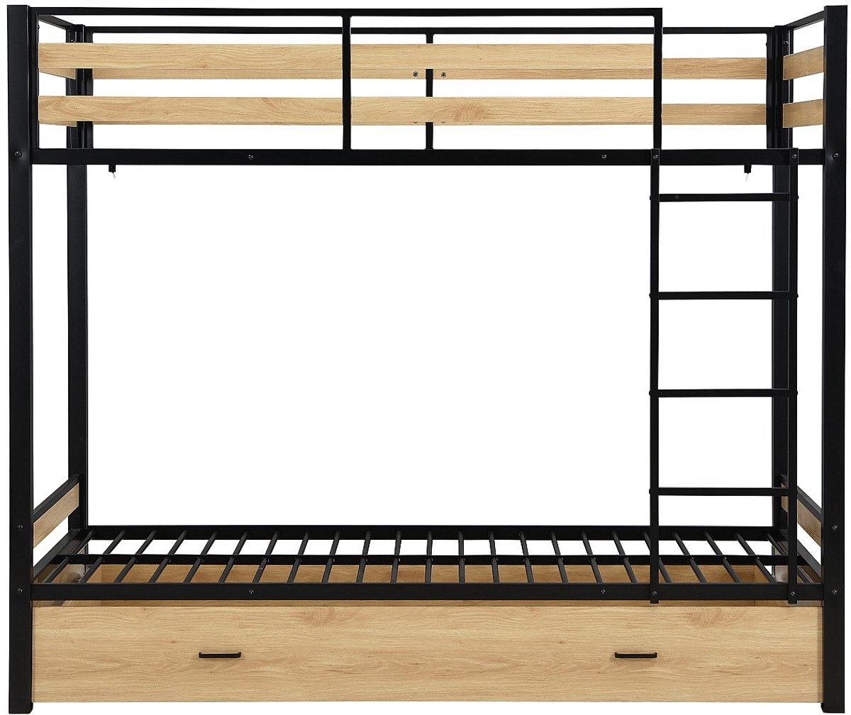 Vente-unique Stapelbed metaal zwart, natuurlijk licht 2x90x190 cm