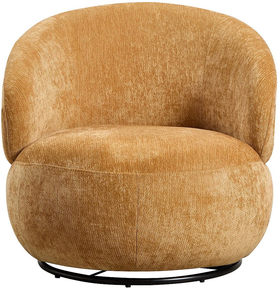 Vente-unique Roterende fauteuil in getextureerde mosterdgele stof LACAZO