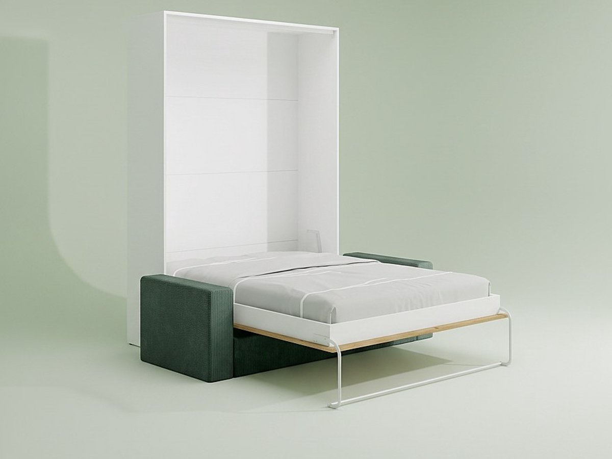 Vente-unique Bedkast hout natuurlijk licht, wit 160 x 200 cm