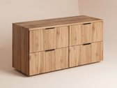 Meuble suspendu rayé sous vasque avec étagère - Naturel clair - L120 cm - ZEVARA L 120 cm x H 57 cm x P 46 cm